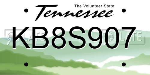 KB8S907 Tennessee License Plate