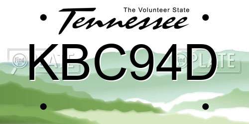 KBC94D Tennessee License Plate