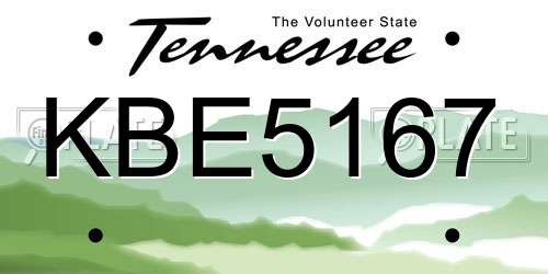 KBE5167 Tennessee License Plate