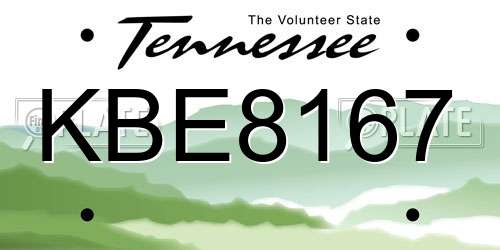 KBE8167 Tennessee License Plate