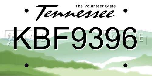 KBF9396 Tennessee License Plate