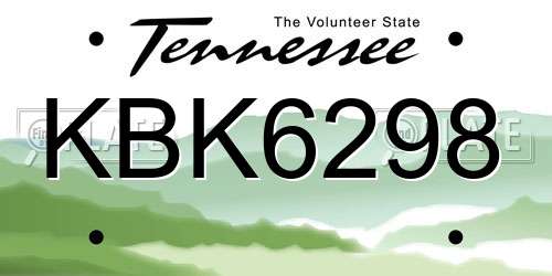 KBK6298 Tennessee License Plate