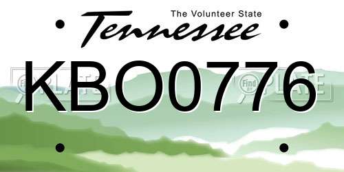KBO0776 Tennessee License Plate