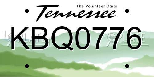 KBQ0776 Tennessee License Plate