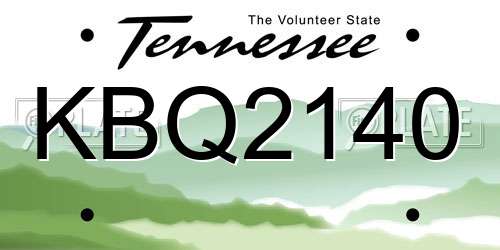 KBQ2140 Tennessee License Plate