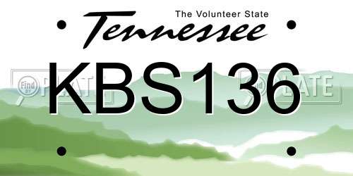 KBS136 Tennessee License Plate