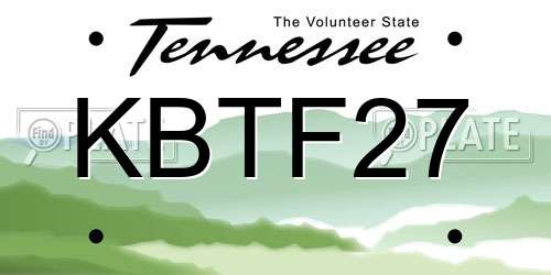 KBTF27 Tennessee License Plate
