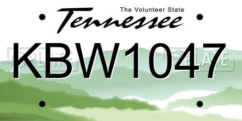 KBW1047 Tennessee License Plate