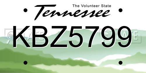 KBZ5799 Tennessee License Plate