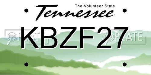 KBZF27 Tennessee License Plate