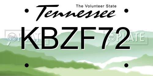 KBZF72 Tennessee License Plate