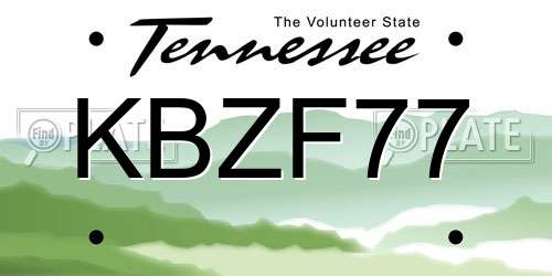 KBZF77 Tennessee License Plate