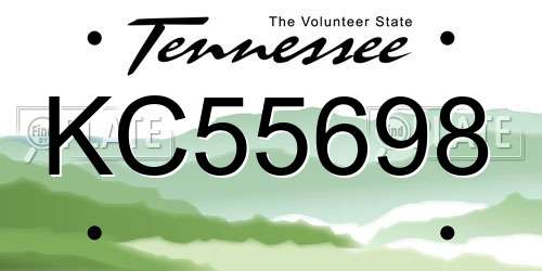 KC55698 Tennessee License Plate