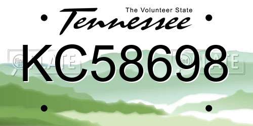 KC58698 Tennessee License Plate