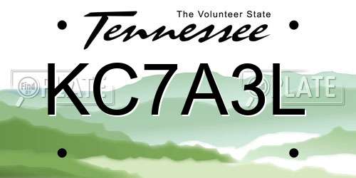 KC7A3L Tennessee License Plate