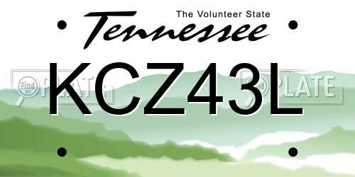 KCZ43L Tennessee License Plate