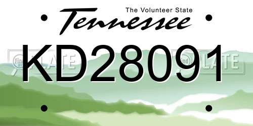 KD28091 Tennessee License Plate