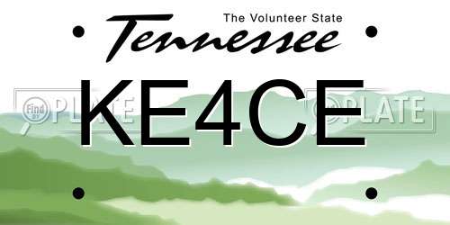 KE4CE Tennessee License Plate