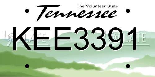 KEE3391 Tennessee License Plate