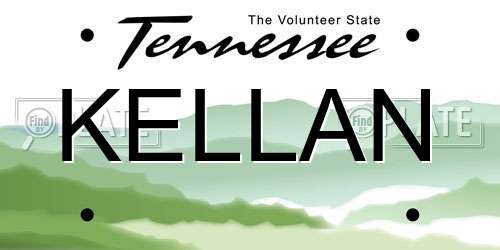 KELLAN Tennessee License Plate