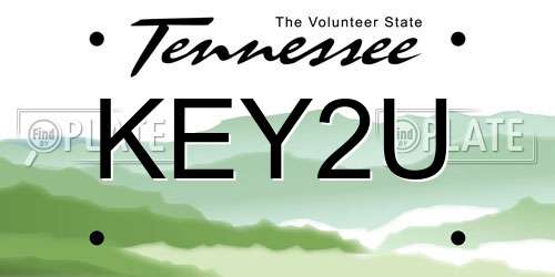 KEY2U Tennessee License Plate