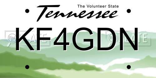 KF4GDN Tennessee License Plate