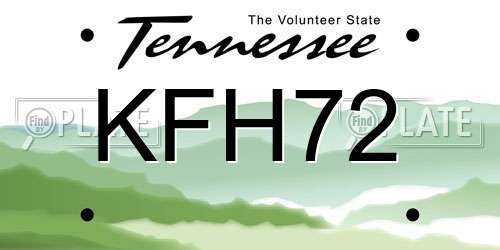 KFH72 Tennessee License Plate