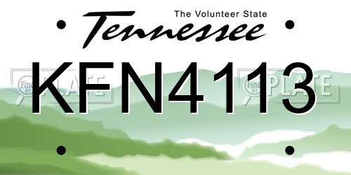 KFN4113 Tennessee License Plate