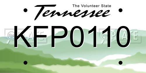 KFP0110 Tennessee License Plate
