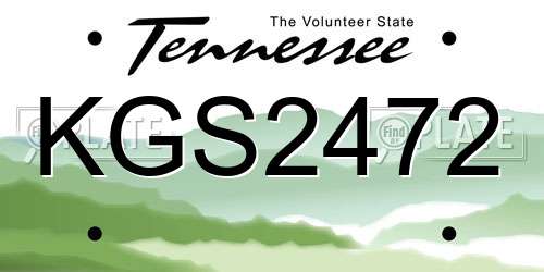 KGS2472 Tennessee License Plate