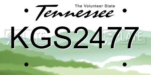 KGS2477 Tennessee License Plate