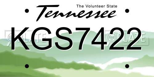 KGS7422 Tennessee License Plate