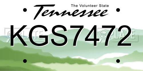 KGS7472 Tennessee License Plate