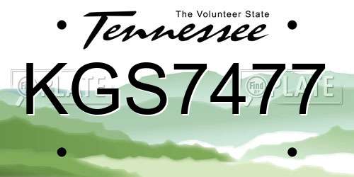 KGS7477 Tennessee License Plate
