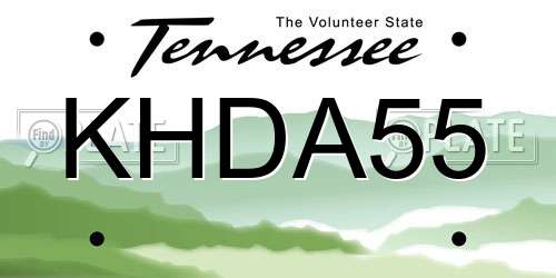 KHDA55 Tennessee License Plate