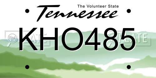 KHO485 Tennessee License Plate