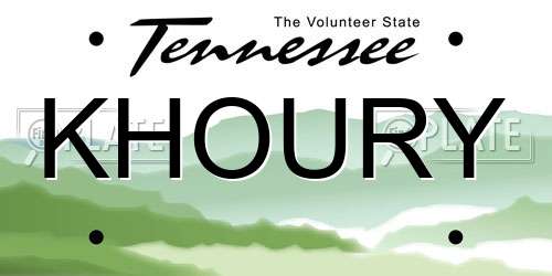 KHOURY Tennessee License Plate