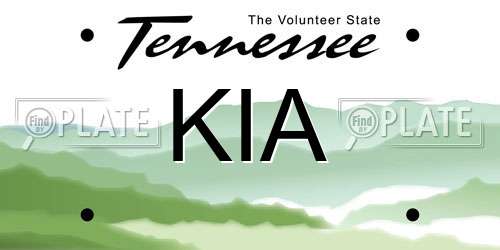 KIA Tennessee License Plate