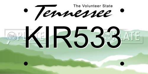 KIR533 Tennessee License Plate