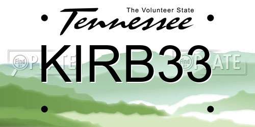 KIRB33 Tennessee License Plate