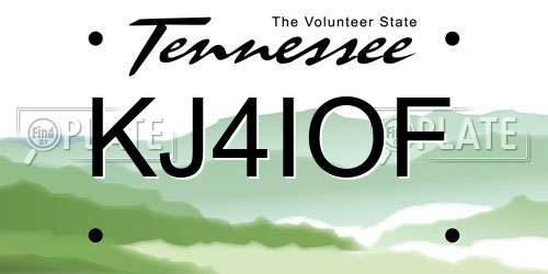 KJ4IOF Tennessee License Plate
