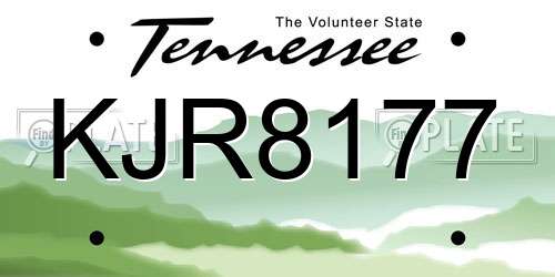 KJR8177 Tennessee License Plate