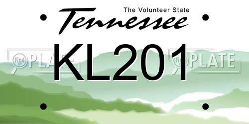 KL201 Tennessee License Plate