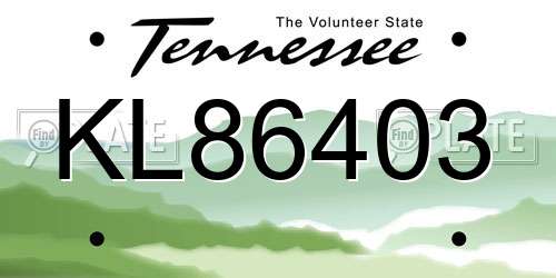 KL86403 Tennessee License Plate