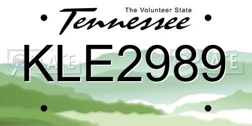 KLE2989 Tennessee License Plate