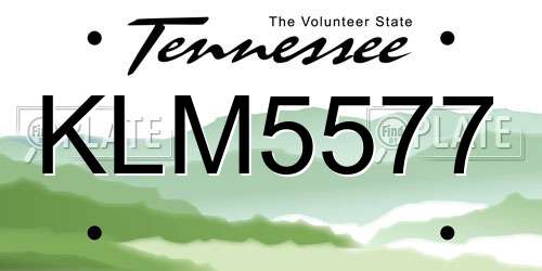 KLM5577 Tennessee License Plate