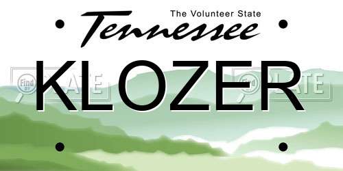 KLOZER Tennessee License Plate