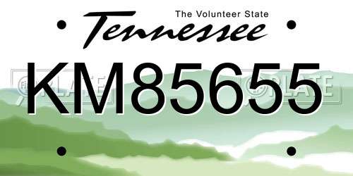 KM85655 Tennessee License Plate