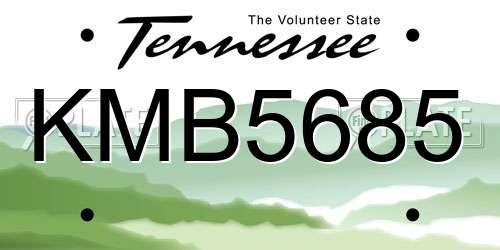KMB5685 Tennessee License Plate