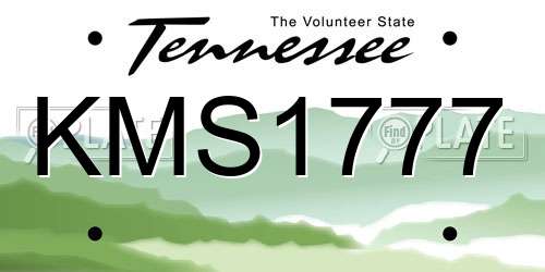 KMS1777 Tennessee License Plate
